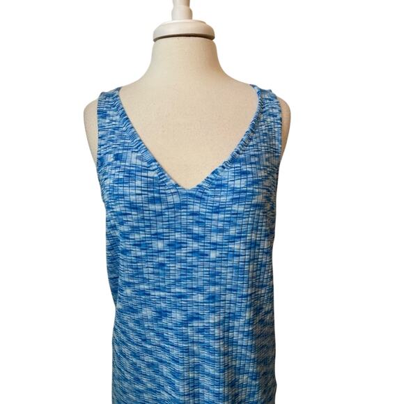 Nine West NWT Women's L Boho Beach Ribbed Knit V Front Back Tank Top Chic - Picture 4 of 10